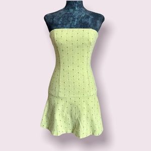 Lush Green & Brown Wool Blend Strapless Dress